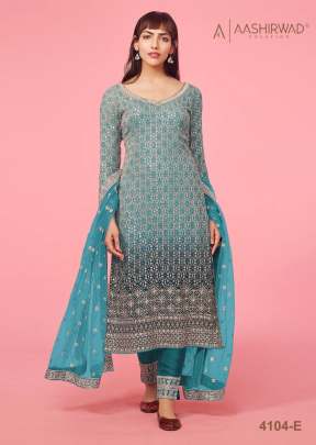 Aashirwad Designer Beautiful  Faux Georgette With Embroidery Work Salwar Suit Light Blue Color DN 4104  