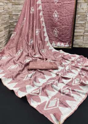 Anagha  Soft Pure Cotton With Beautiful Hand Batik Print Saree Peach Color