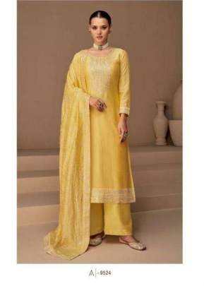 Ashirwad Creation Dhaga Heavy Vichitra Salwar Suit With Embroidery Sequence Work Yellow Color DN 9524