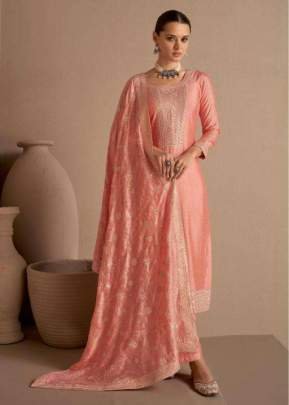 Ashirwad Creation Dhaga Heavy Vichitra Salwar Suit With Embroidery Sequence Work Peach Color DN 9527