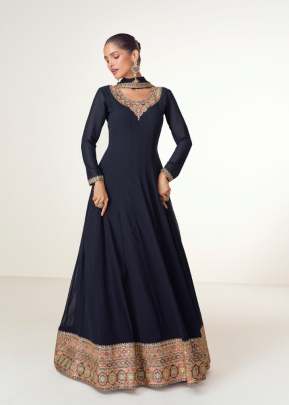 Ashirwad Creation Virasat Bluming  Georgette With Embroidery Work Anarkali Gown Blue Color  DN 10131