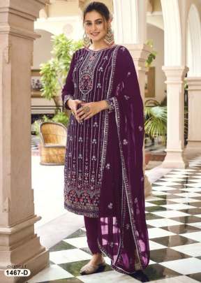 Ashpreet Heavy Faux Georgette With Embroidery And Sequence Work Designer Suit Wine Color DN 1467