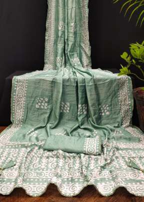 Ayudhi Soft Pure Cotton With Beautiful Hand Batik Print And Zari Work Saree Batli Color