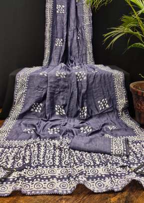 Ayudhi Soft Pure Cotton With Beautiful Hand Batik Print And Zari Work Saree Light Wine
