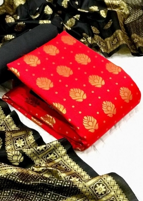 Banarasi Silk Summer Dress Material Red Color
