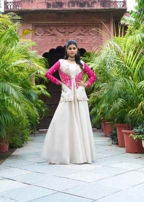 Bandhej Koti Palazzo With Choli Set Crafted In Pure Cosmos Silk White And Pink Color DN 111