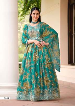 Beautiful  Georgette With Sequence Embroidery Work Readymade Salwar Suit Sky Color DN 3003