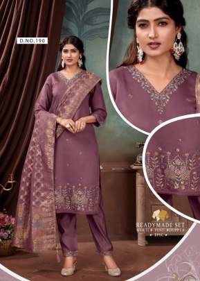 Beautiful Roman Silk And Embroidery Work With Hand Work Premium Demanding Design 3 Pieces Kurti Set Wine Color 