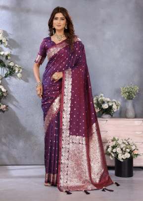 Bindu Unique And Trendy Summer Special With Beautiful Gala Weaving Soft Work Banarasi Silk Saree Violet Color 