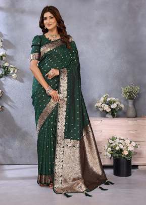 Bindu Unique And Trendy Summer Special With Beautiful Gala Weaving Soft Work Banarasi Silk Saree Light Green Color 