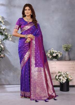 Bindu Unique And Trendy Summer Special With Beautiful Gala Weaving Soft Work Banarasi Silk Saree Purple Color 