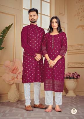 Couple Goal Vol 2 Pure Cotton with Foil Print Butti  Couple Collection Reddish Purple Color 