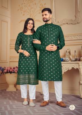 Couple Goal Vol 2 Pure Cotton with Foil Print Butti  Couple Collection Green Color