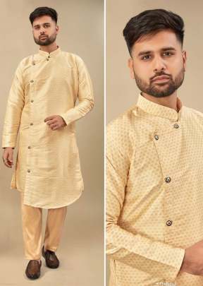 Cross Kurta Payjama Vol 1 Silk Jequard With Cross Button Kurta Payjama Cream Color 