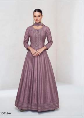 Demanding Festival Ekaya Heavy Vichitra Silk With Embroidered 3mm Sequence Work  Anarkali Gown Purple Color DN 10012