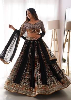Designer Boutique Collection Faux Georgette Thread Work With Sequence Work Lehenga Choly Black Color DN 32  