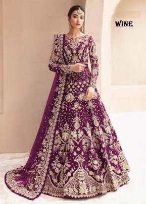 Designer Bridal Anarkali Gown Boutique Collection In Heavy Butterfly Net With Beautiful Embroidery And Diamond Work Wine Color DN 1082