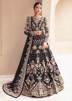 Designer Bridal Heavy Butterfly Net And Embroidery Work With Full Of Diamond Anarkali Gown Black Color DN 1082 NX