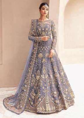 Designer Bridal Heavy Butterfly Net And Embroidery Work With Full Of Diamond Anarkali Gown Lavender Color DN 1082 NX