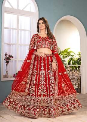 Designer Bridal Lehenga Choli For Wedding Collection Net Fabric Embroidery And Sequence Work With Codding Design Work Red Color 