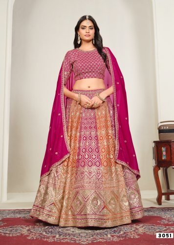 Designer Bridal Lehenga Choli in Faux Georgette with Heavy Embroidery And Sequence Work Magenta Color DN 3051