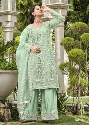 Designer Exclusive Pure Butterfly Net With Stone Work Suit Light Green Color DN 2091 A