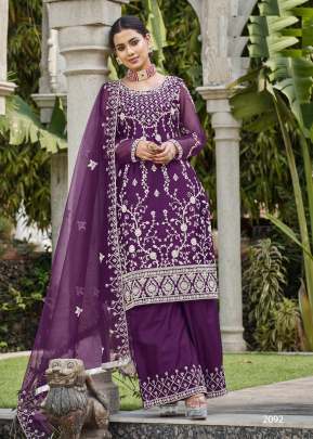 Designer Exclusive Pure Butterfly Net With Stone Work Suit Wine Color DN 2092
