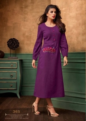 Designer Heavy Cotton With Embroidery Kara Kurti Wine