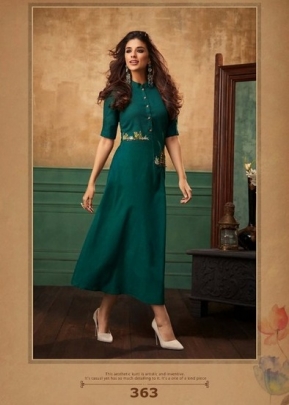 Designer Heavy Cotton With Embroidery Kara Kurti Green