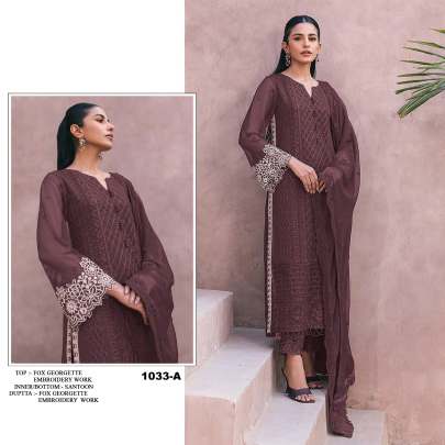 Designer Heavy Faux Georgette With Embroidery Work Pakistani Suit Catalog DN 1033