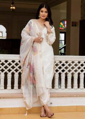 Designer Kurta Set Pure Viscose Chanderi Silk With Heavy Beats Embroidery Sequence Work Off White Color SC DN 30