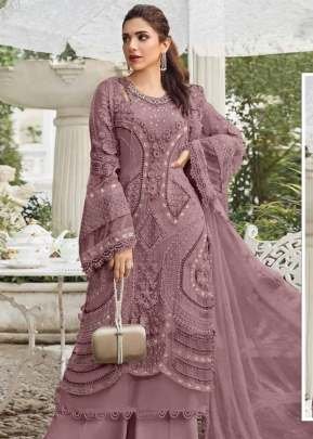 Designer Maaria A Pakistani Suit Heavy Faux Georgette With Embroidery Sequence Work With Moti And Neck Khatli Work  Dusty Pink Color DN 1187