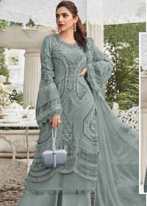 Designer Maaria A Pakistani Suit Heavy Faux Georgette With Embroidery Sequence Work With Moti And Neck Khatli Work  Sea Green Color DN 1187