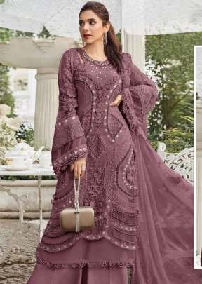 Designer Maaria A Pakistani Suit Heavy Faux Georgette With Embroidery Sequence Work With Moti And Neck Khatli Work  Light Wine Color DN 1187