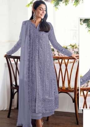 Designer Maaria Pakistani Suit Heavy Faux Georgette With Embroidery Sequence Work With Neck Khatli Work Purple Color A DN 1194