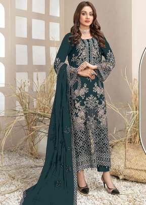 Designer Mah E Rooh Pakistani Suit with Sequences Embroidered Work And Handwork Khatli work Teal Blue Color DN 4149