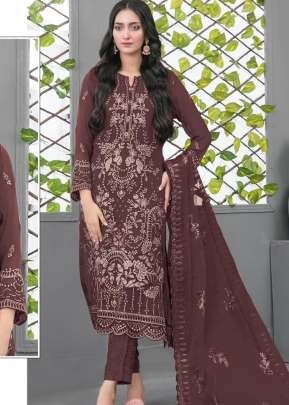 Designer Mah E Rooh Pakistani Suit Faux Georgette With Heavy Embroidery Sequence Work With  Khatli Work  Brown Color DN 4180