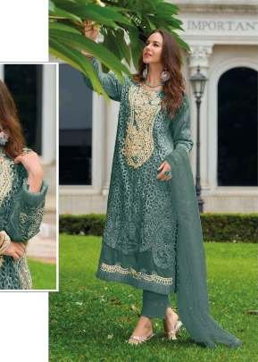 Designer Pakistani Maaria A Suit Heavy Organza With Embroidery Sequence Cut Work With Moti And  Frill Work Green Color DN 1176