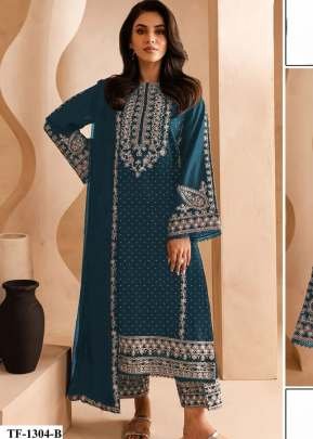 Designer Pakistani Suit Heavy Faux Georgette With Embroidered Two Tone Thread Work Teal Color DN 1304