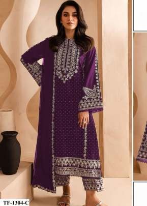 Designer Pakistani Suit Heavy Faux Georgette With Embroidered Two Tone Thread Work Wine Color DN 1304