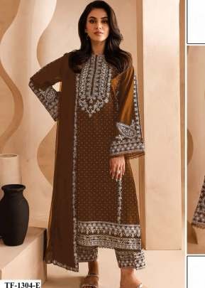 Designer Pakistani Suit Heavy Faux Georgette With Embroidered Two Tone Thread Work Brown Color DN 1304