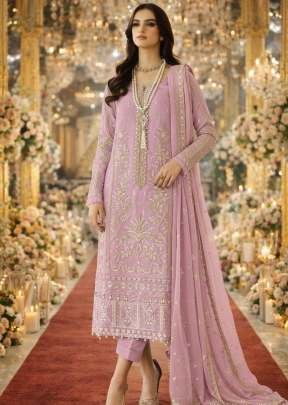 Designer Pakistani Suit In Heavy Faux Georgette With Heavy Embroidery And Sequence Work Light Pink Color DN 1037