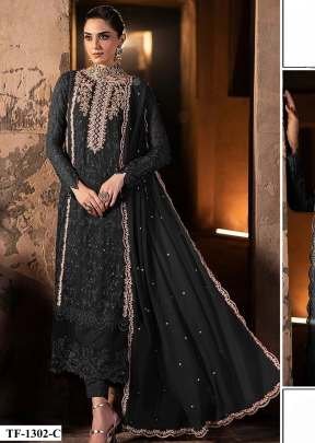 Designer Pakistani Suits Faux Georgette With Embroidery 3 mm Sequence  Work Black Color DN 1302