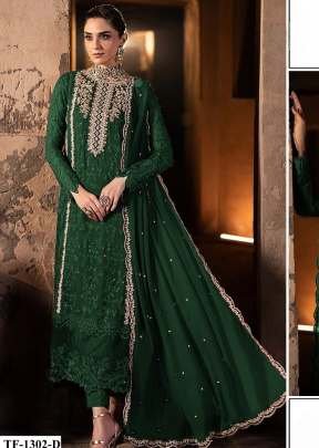 Designer Pakistani Suits Faux Georgette With Embroidery 3 mm Sequence  Work Green Color DN 1302