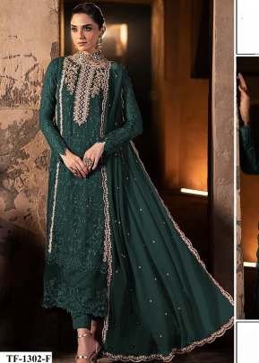 Designer Pakistani Suits Faux Georgette With Embroidery 3 mm Sequence  Work Dark Green Color DN 1302