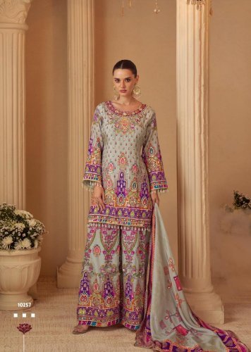 Sayuri Designer Sarthi Heavy Crep Silk  And  Aari Work With  Digital Print Fancy Salwar Suit Multi Color  DN 10257