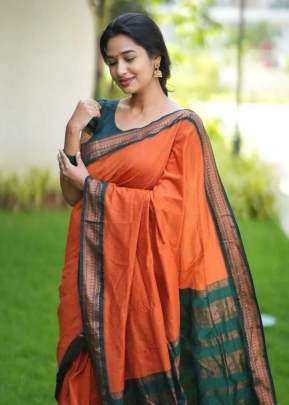 Designer Soft Lichi Silk Jecquard Work With Beautiful Rich Pallu Jacquard Saree Orange Color KP DN 5004