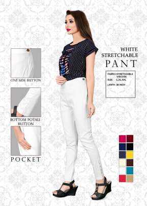 Designer Stretchable Viscose Pants White Color