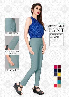 Designer Stretchable Viscose Pants Pista Color