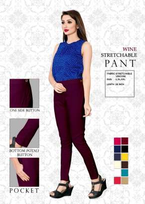 Designer Stretchable Viscose Pants Wine Color